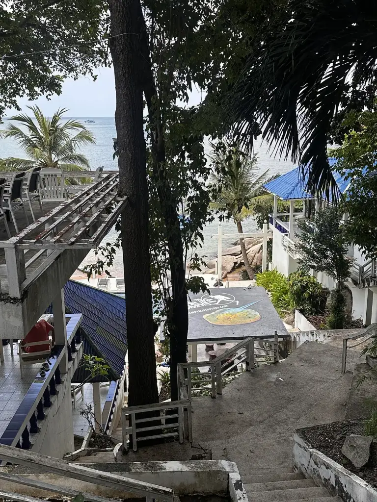 The steps down to the sea at DD Hut, Koh Tao
