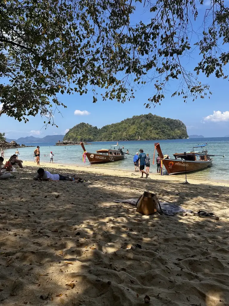 Longtail boats on the beach at Koh Lao Lading, Hong Islands
