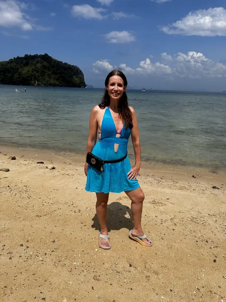 Michelle Loren on the beach at Koh Lao Lading in the Hong Islands