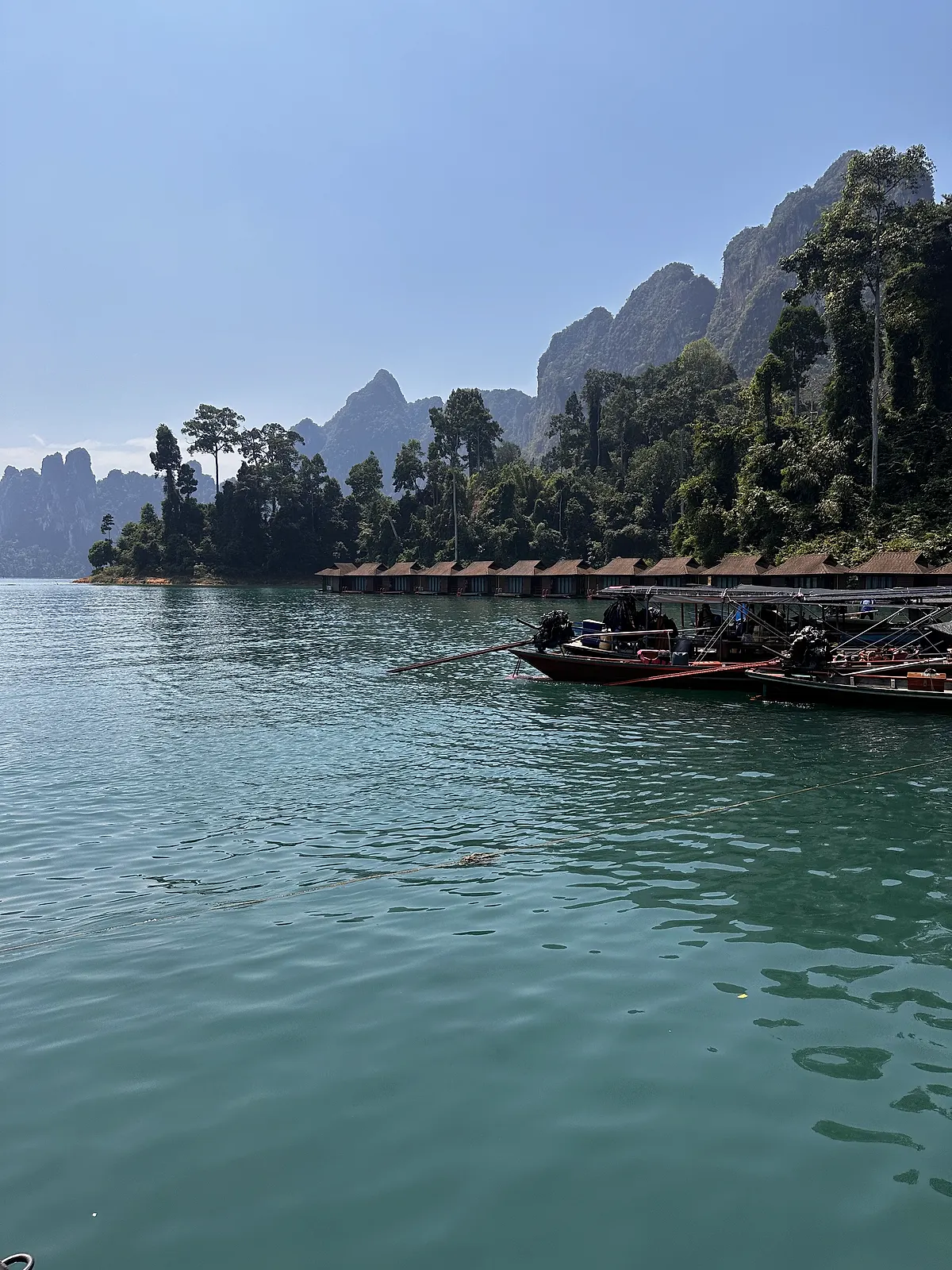 Cheow Lan Lake, limestone cliffs and longtail boats