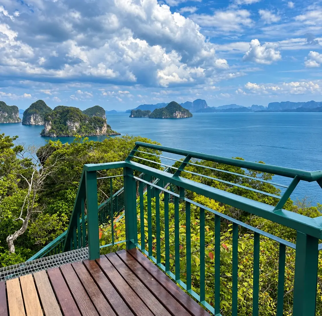 View of the islands and sea from the viewpoint in the Hong Islands, Krabi