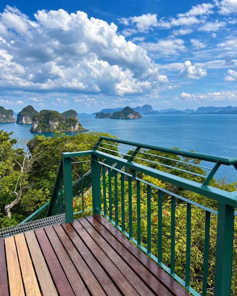 View of the islands and sea from the viewpoint in the Hong Islands, Krabi