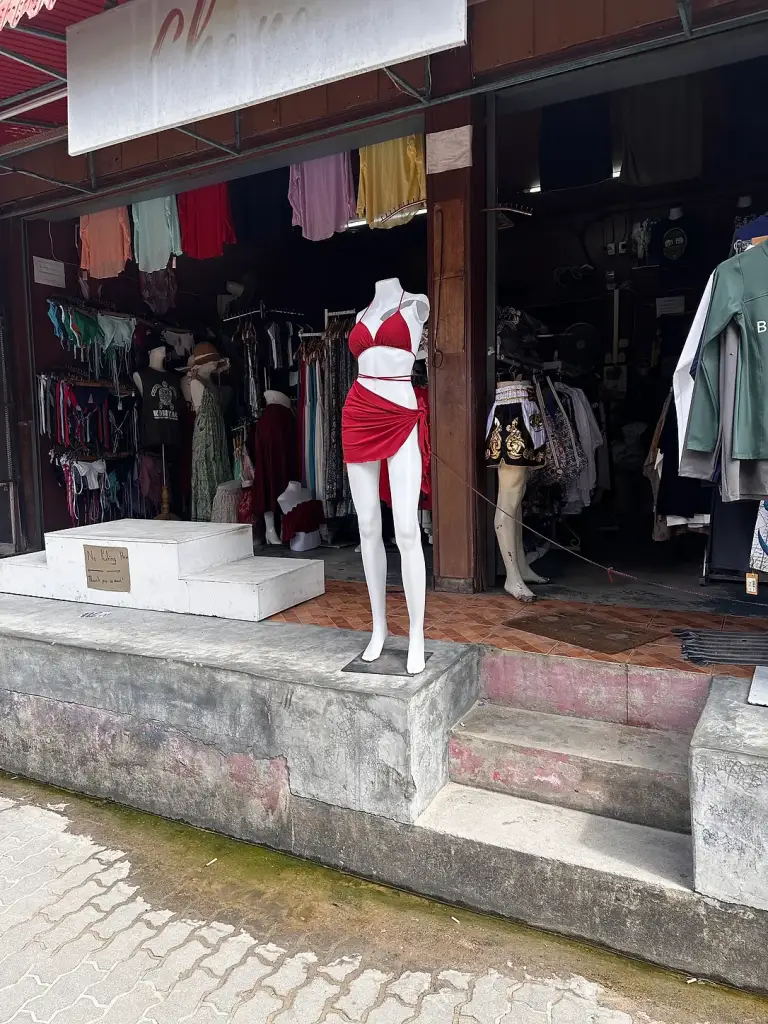 A swimwear and beachwear shop on a street in Sairee, Koh Tao