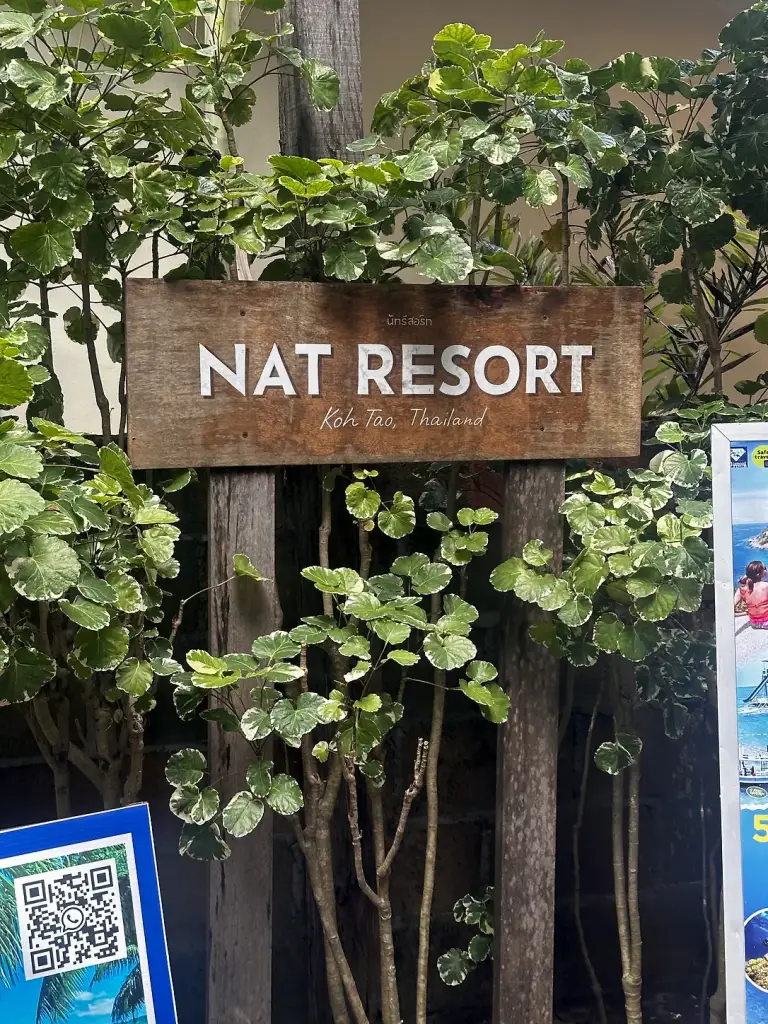 The Nat Resort sign on Koh Tao