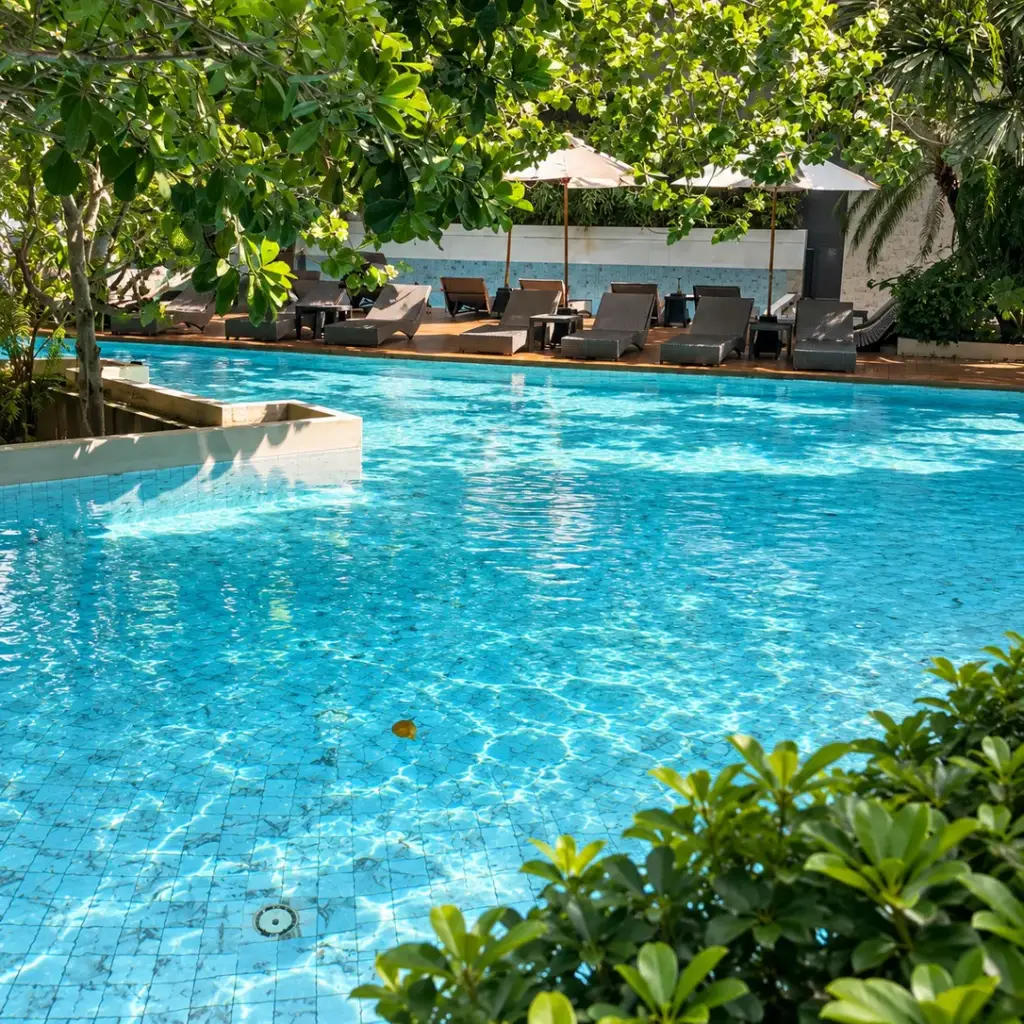 The main pool and sun loungers at Panan Krabi Resort, Krabi