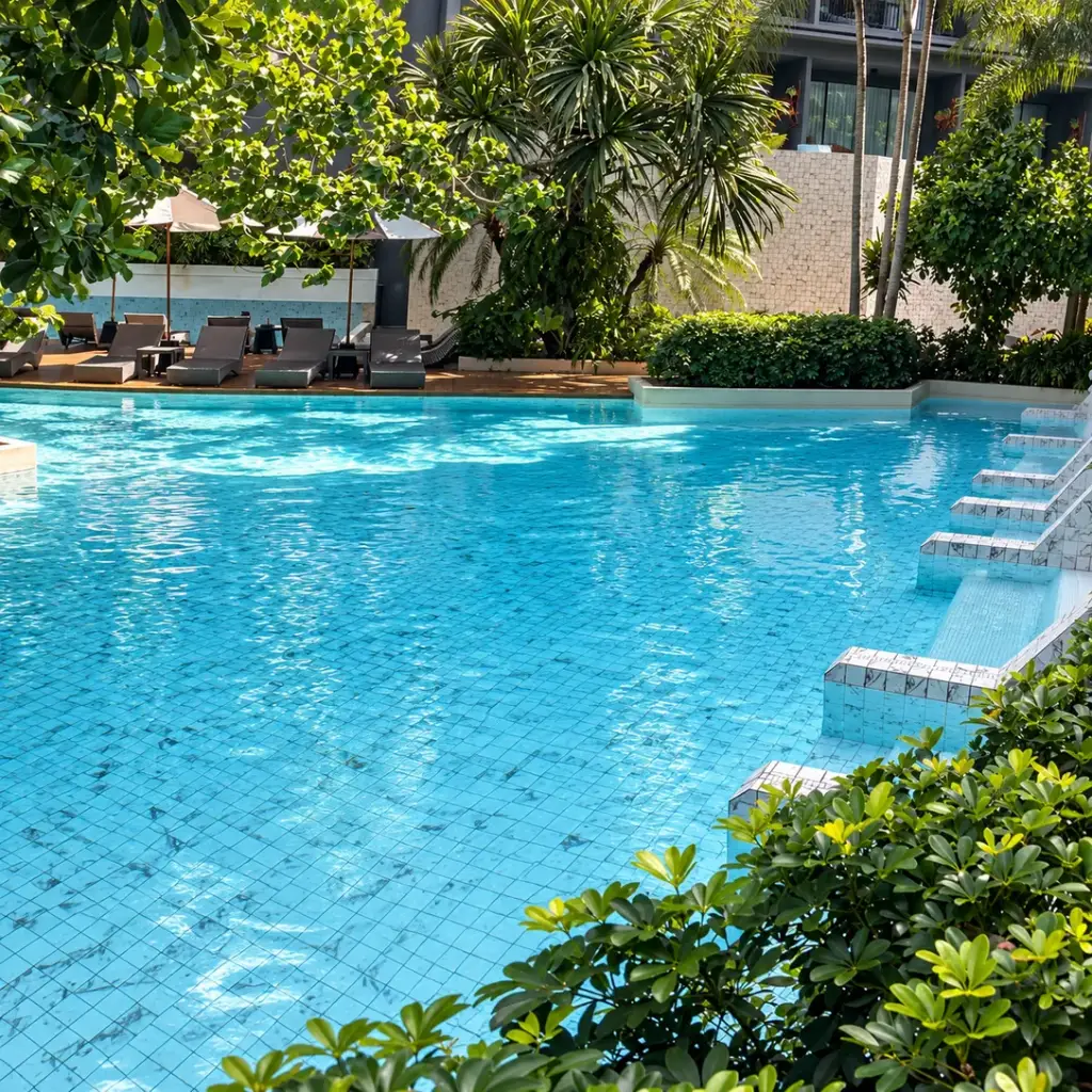 Steps into the main pool at Panan Krabi Resort
