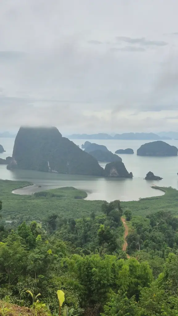 Phang Nga Bay and its limestone cliffs from Samet Nangshe viewpoint