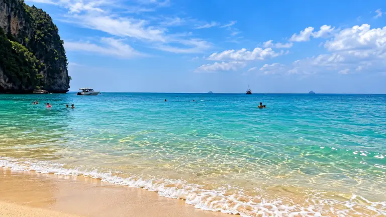 Phra Nang Beach at Railay, a limestone cliff and turquoise water