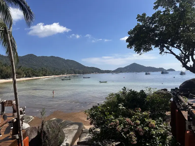 The view from Rim Lae over Sairee Beach and the hills, Koh Tao