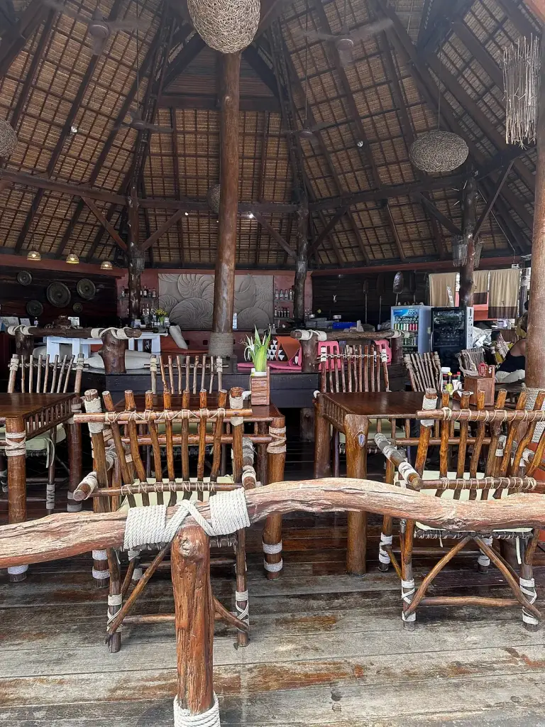 The interior under the thatched roof at Rim Lae