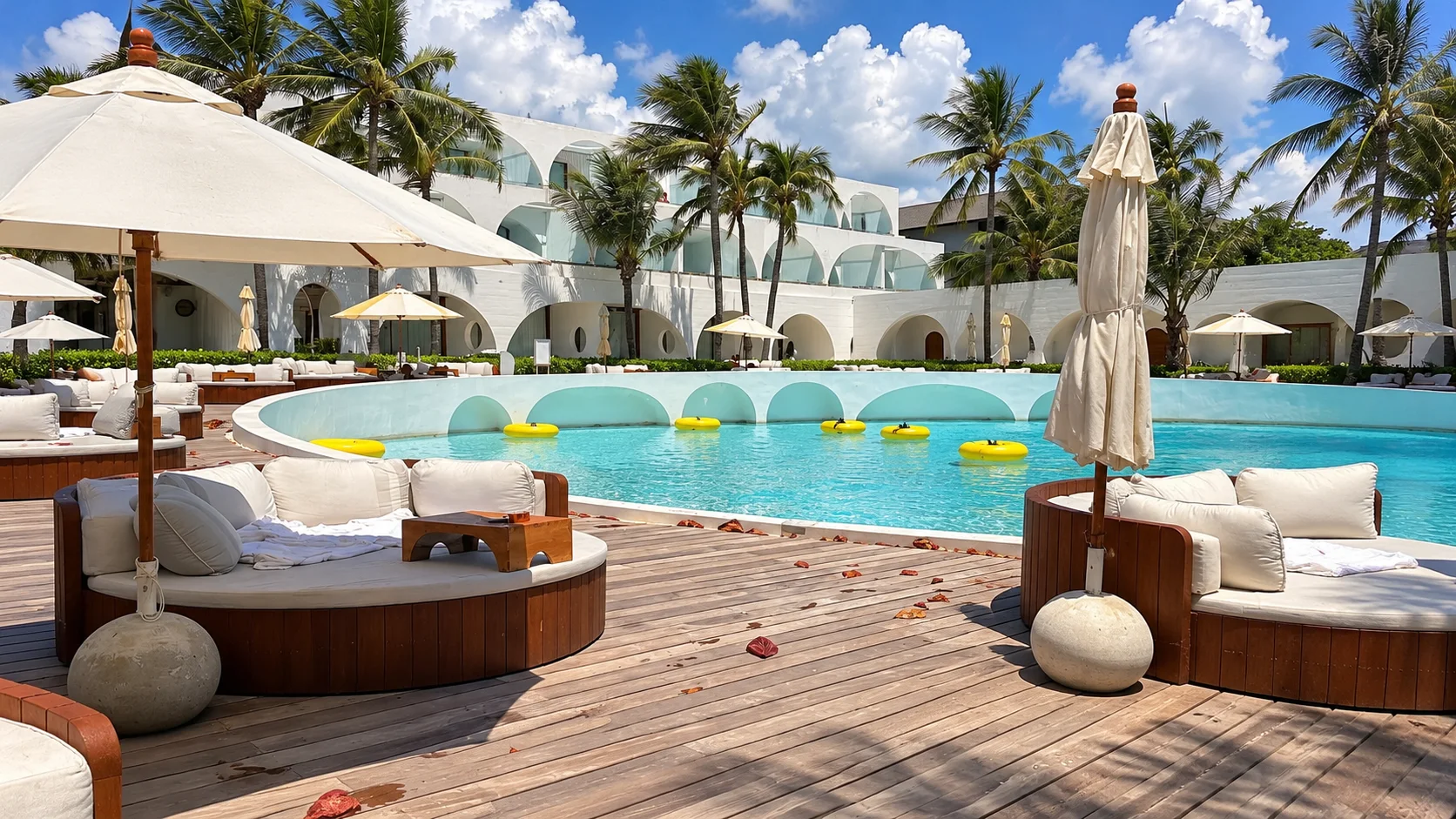 SALA Samui Chaweng Beach Resort - la piscine et les lits de repos ronds