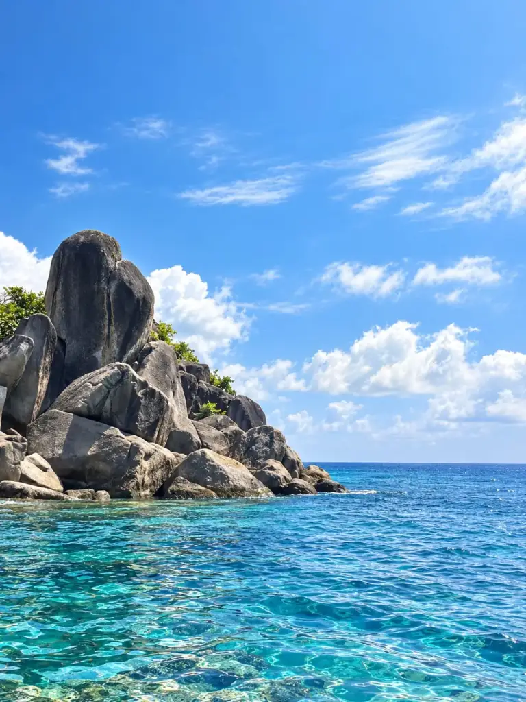 Huge granite boulders and turquoise water in the Similan Islands