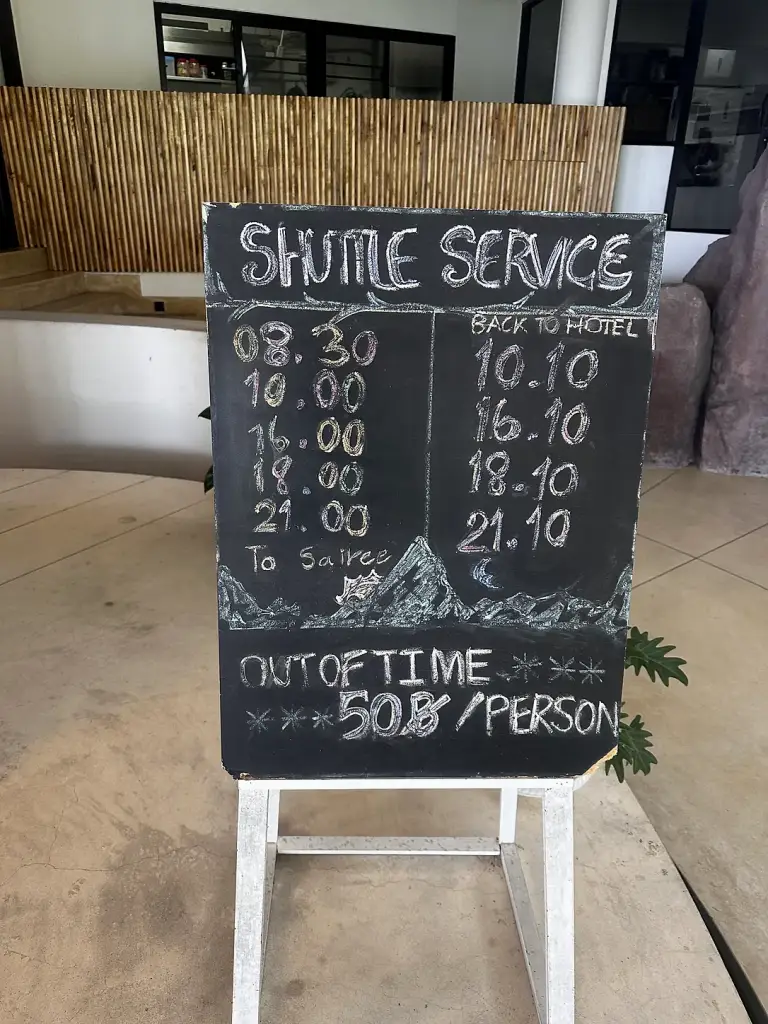The shuttle timetable to Sairee at The Tarna Align Resort, Koh Tao